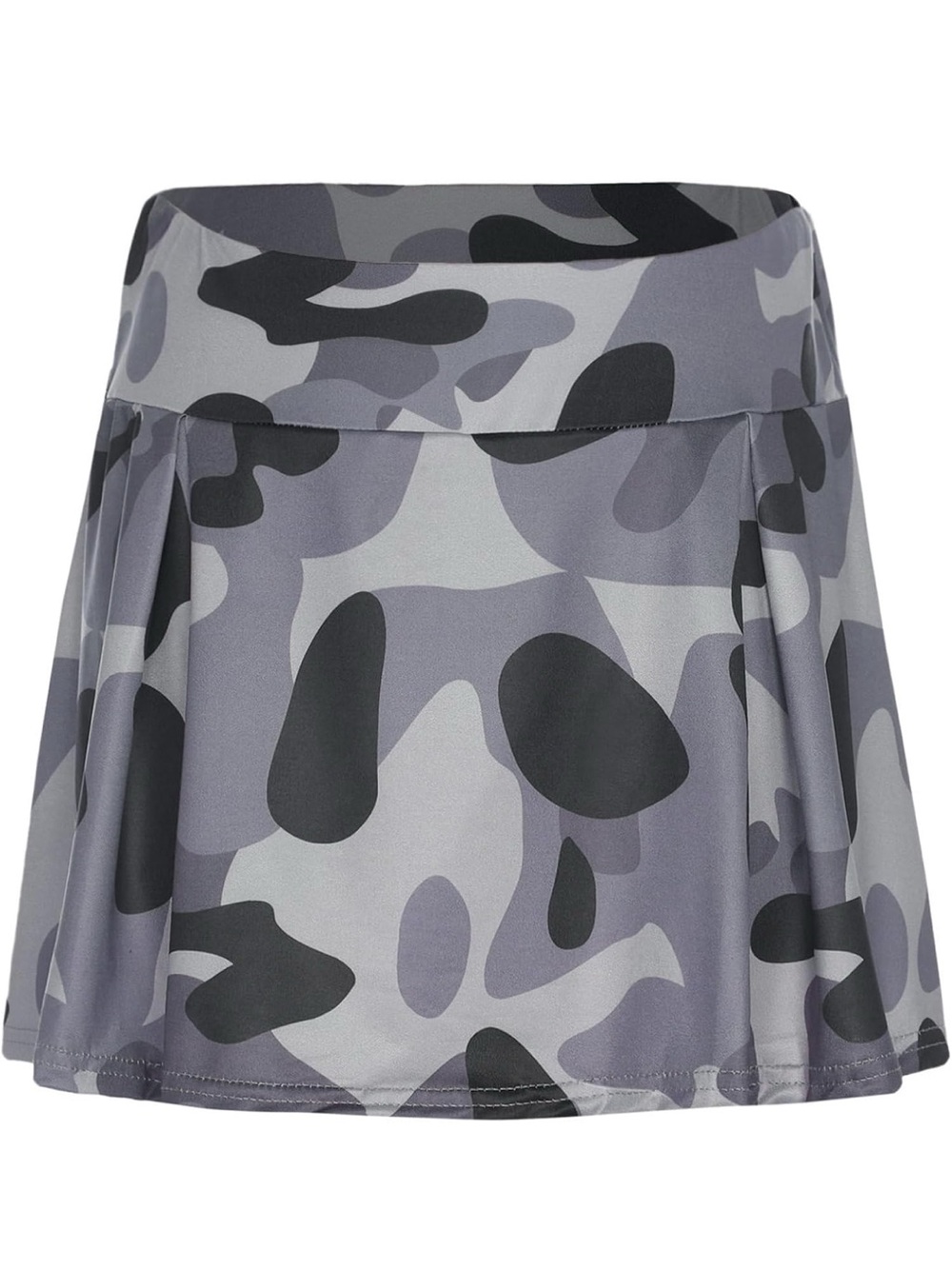 Grey Camouflage Pleated Women's Skort